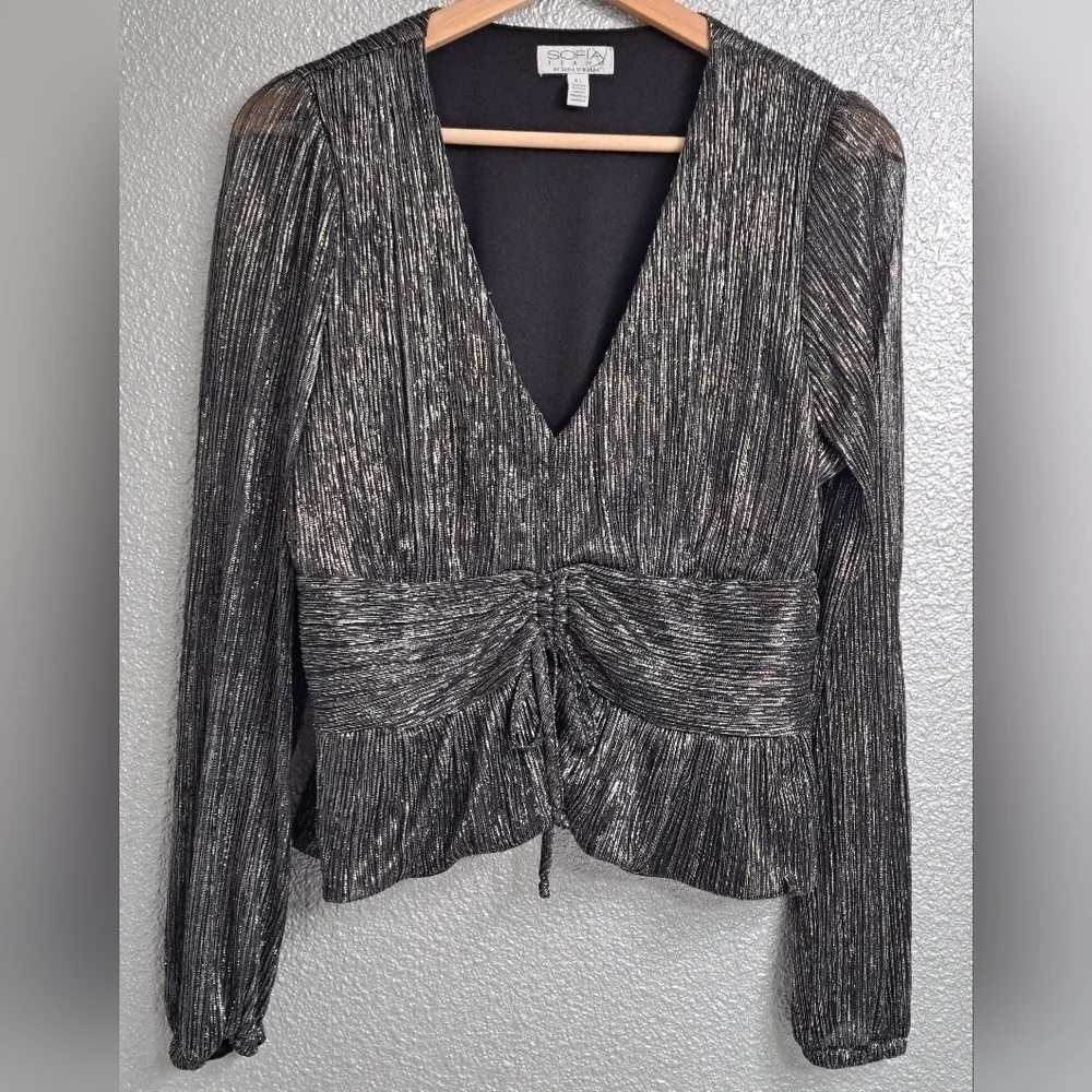 Sofia Vergara Metallic Cropped Blouse Size XL